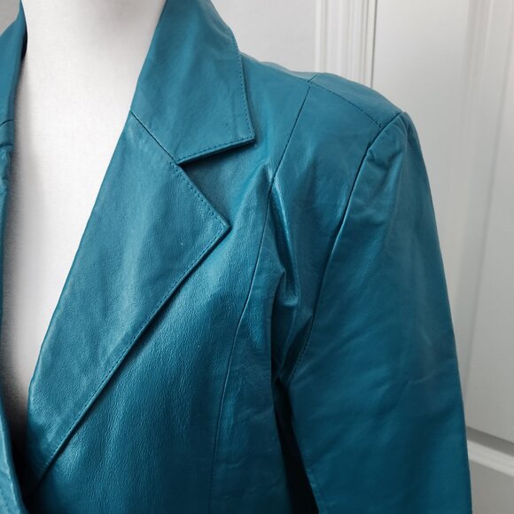 Vintage Chadwick's Women's Teal Leather Jacket Size 12 - Picture 6 of 13